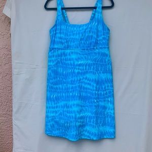 Lands end tunic-length dress bathing suit sky blue size 14D